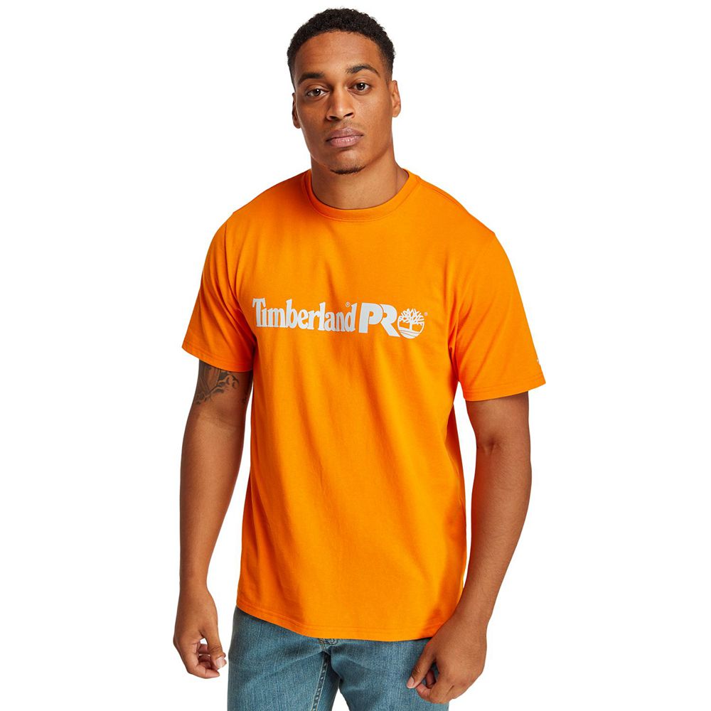Camisetas Timberland Hombre Pro® Manga Corta Base Plate Wicking Logo Naranjas - Chile SHI-850713